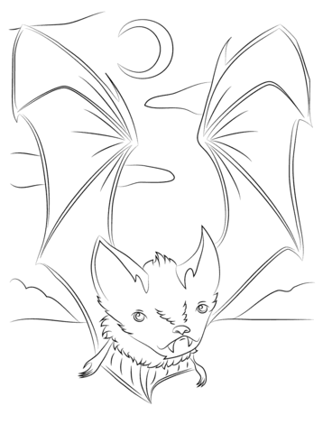 Cute Vampire Bat Coloring Page